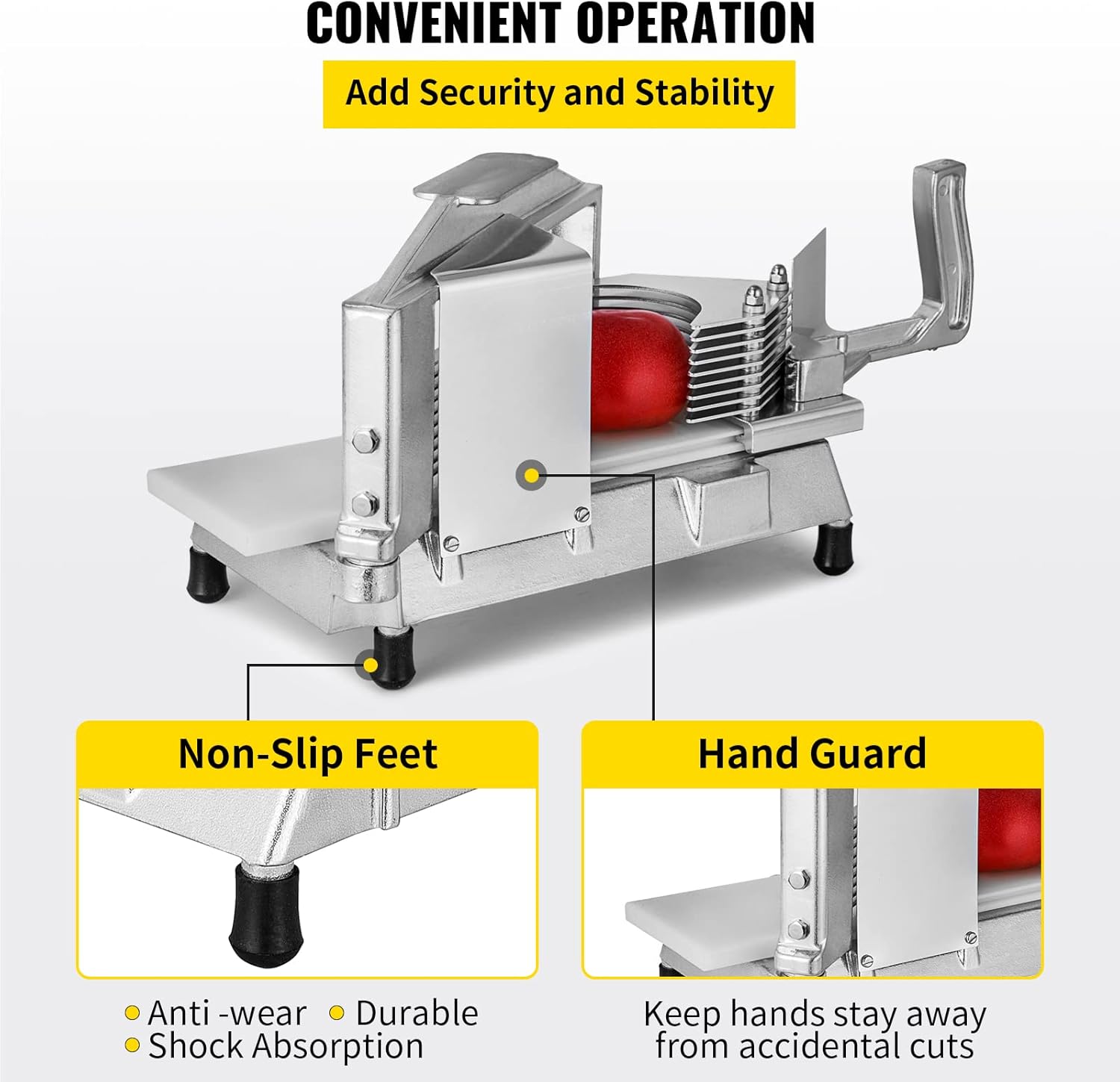 VEVOR - Coupe-tomates robuste 6,35 mm - inox - pieds antidérapants