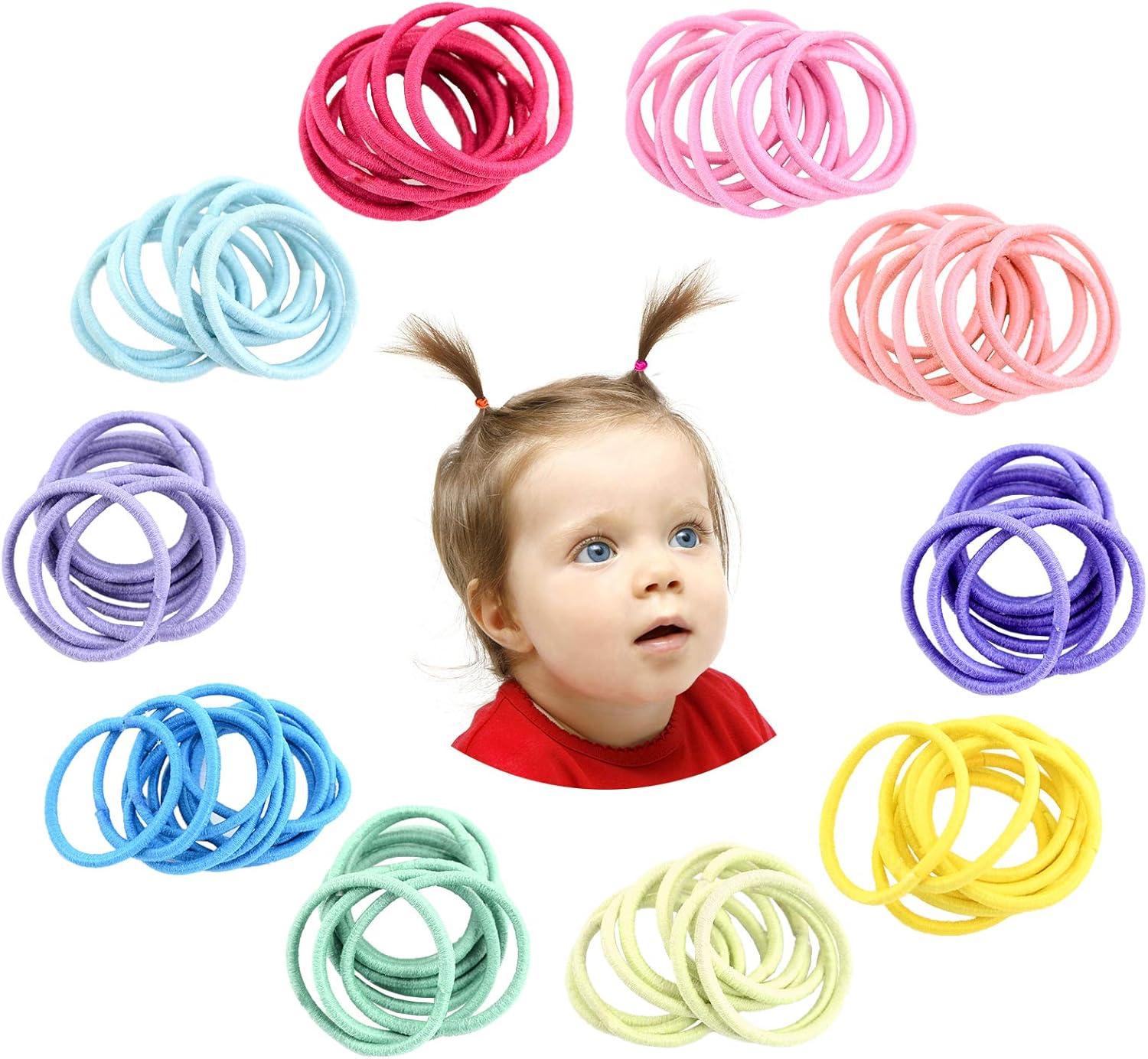 Elastiques à cheveux - lot de 200 - 2,5 cm - multicolore, caoutchouc, enfants