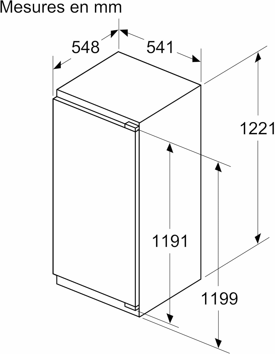 Bosch - réfrigérateur Série 4, 204L, encastrable, 122,5x56cm - KIR41VFE0