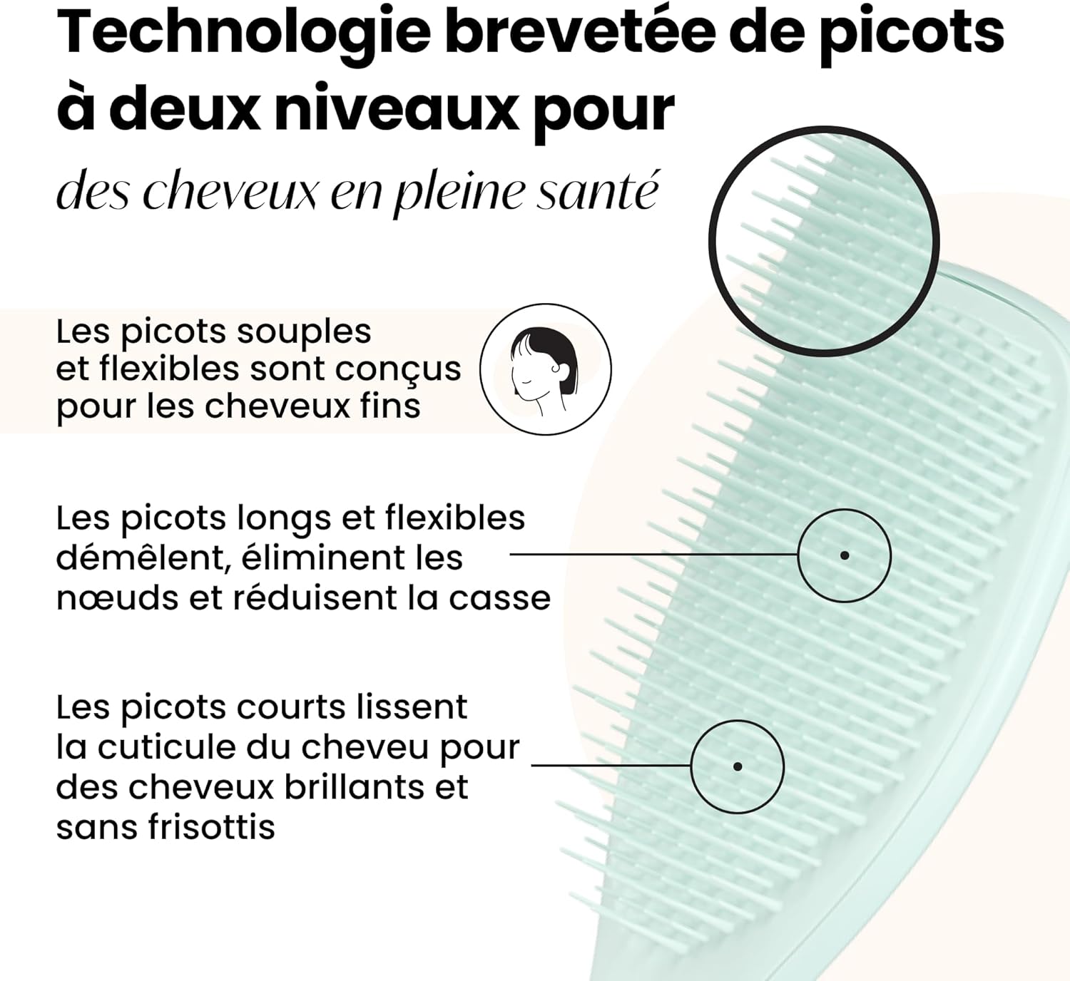 Tangle Teezer - Ultimate Detangler - Brosse cheveux fins, picots souples, anti-casse, Bleu Glacé