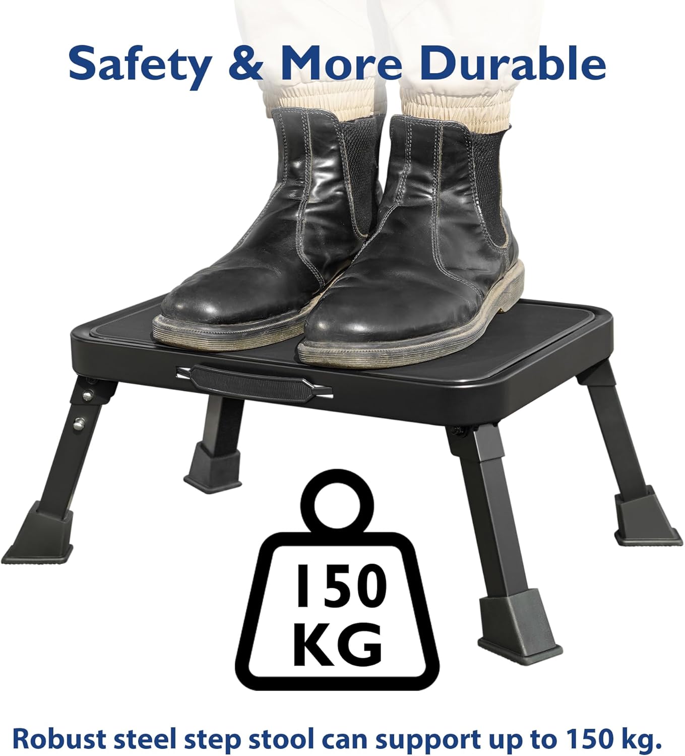 BONTEC - marche pied pliable métal - 150kg - tabouret portable antidérapant