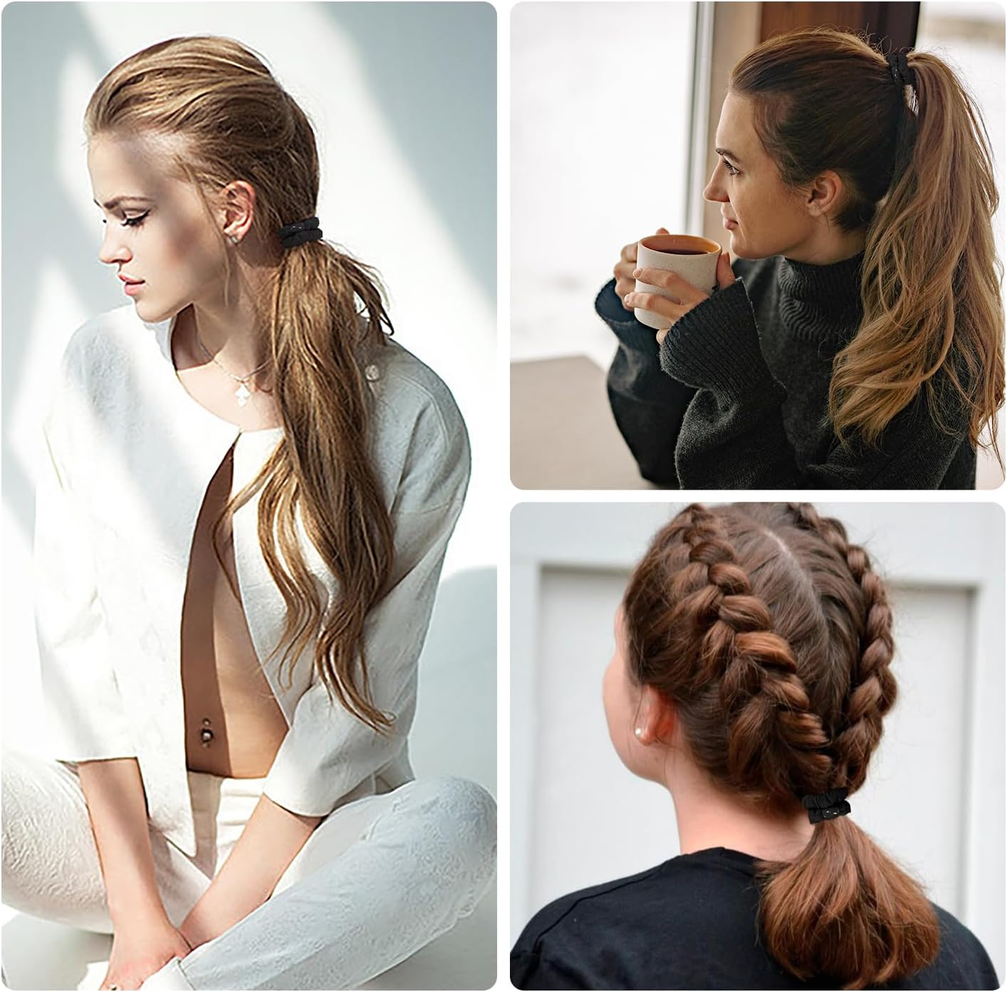 JessLab - Élastiques Cheveux Satin - lot de 10 - soie douce, sans dommage