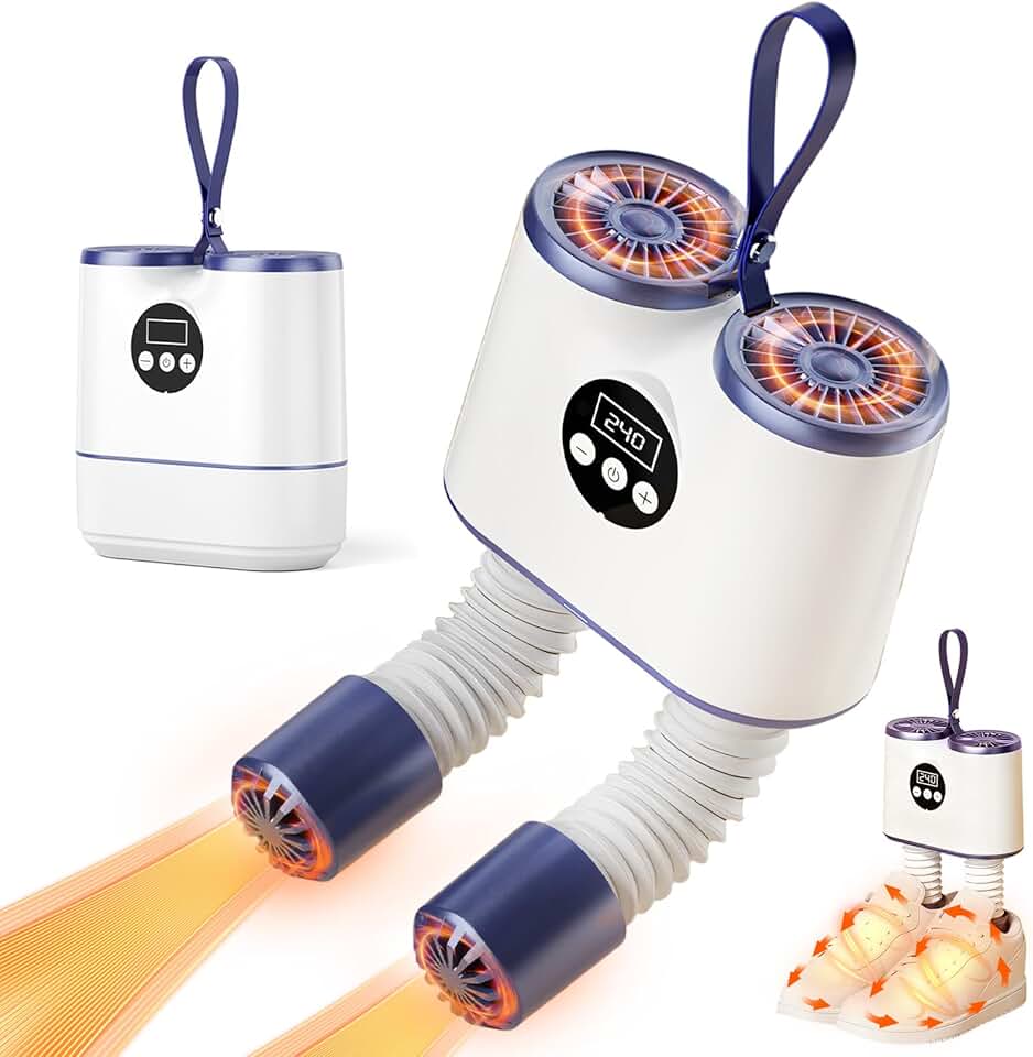 Sèche-chaussures électrique - minuterie, tuyaux extensibles - sèche chaussures, gants, bottes, élimine odeurs