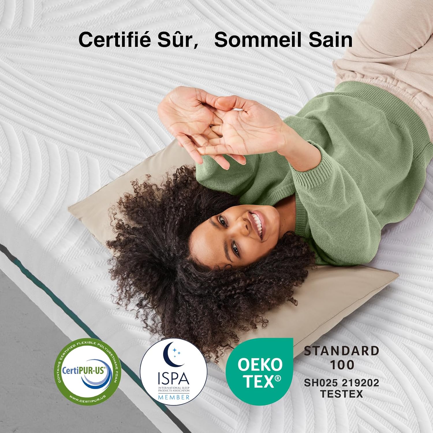 Novilla - Surmatelas Premium - 90x190 cm - Mémoire de forme, housse lavable, antidérapant, sangles élastiques