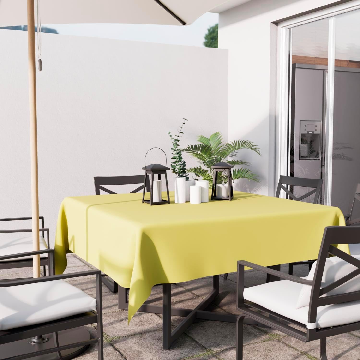 Soleil d'Ocre - Nappe carrée anti-tâches - 140x140 cm - Polyester vert citron