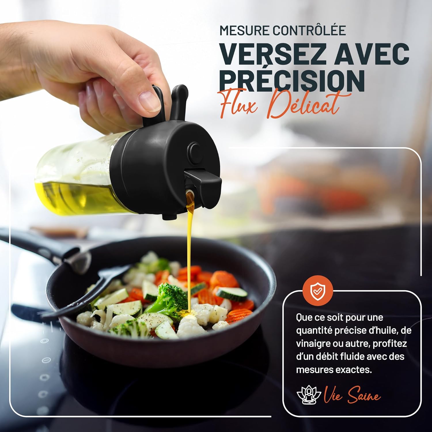 PORTENTUM - Spray huile cuisine 500ml - verre alimentaire, anti-lumière, pulvérisateur 2en1