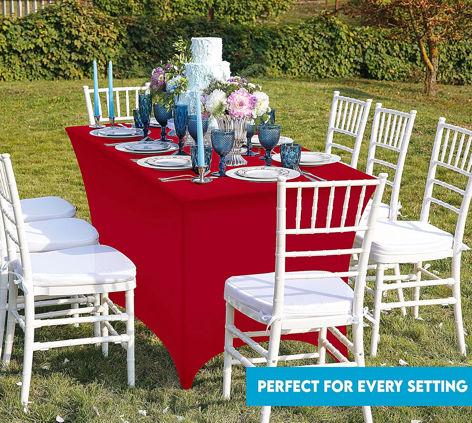 Utopia Kitchen - Nappe Extensible - 122 cm - Polyester spandex lavable, lot de 2, rouge