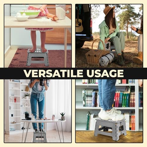 Utopia Home - tabouret pliant 23 cm - antidérapant, portable, 136 kg