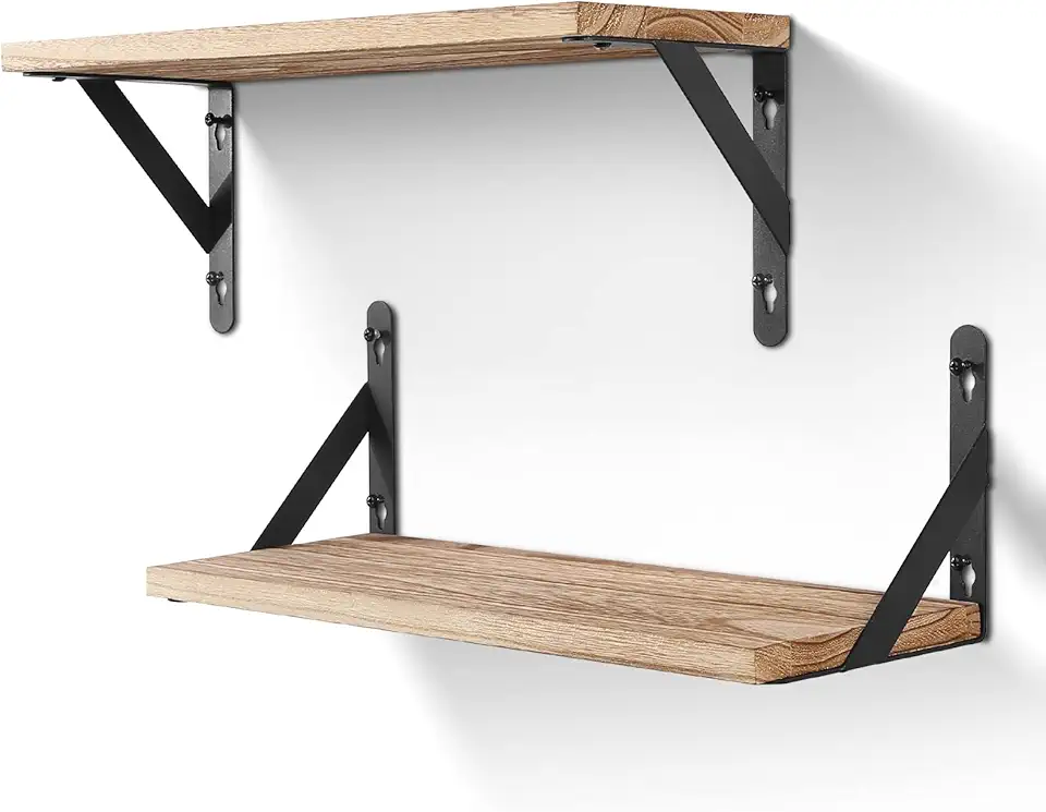 AGM - étagères murales bois, 42,5x15cm, lot 2, multi-pièces