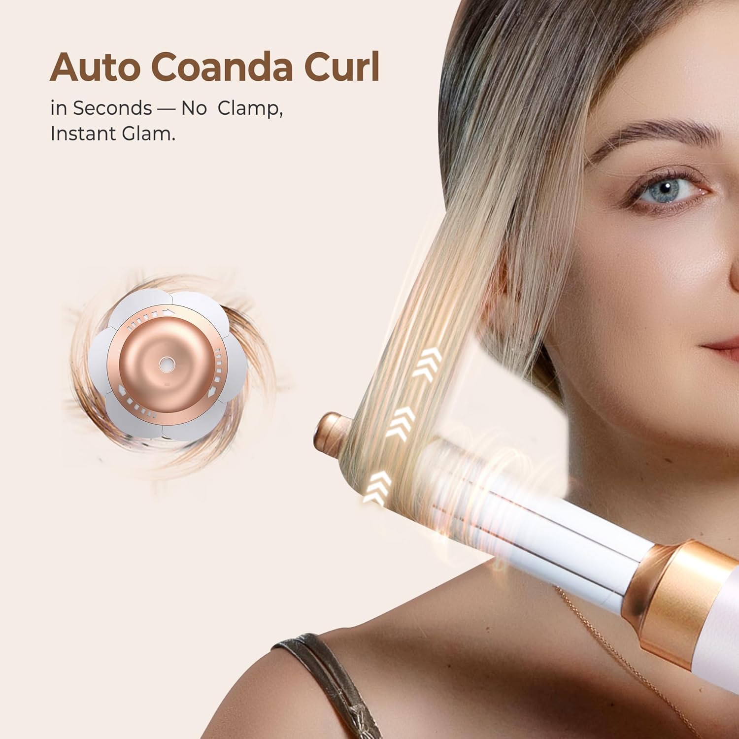 UKLISS - Brosse soufflante 7-en-1, sèche-cheveux, boucleur, brosse lissante - Cadeau femme styling