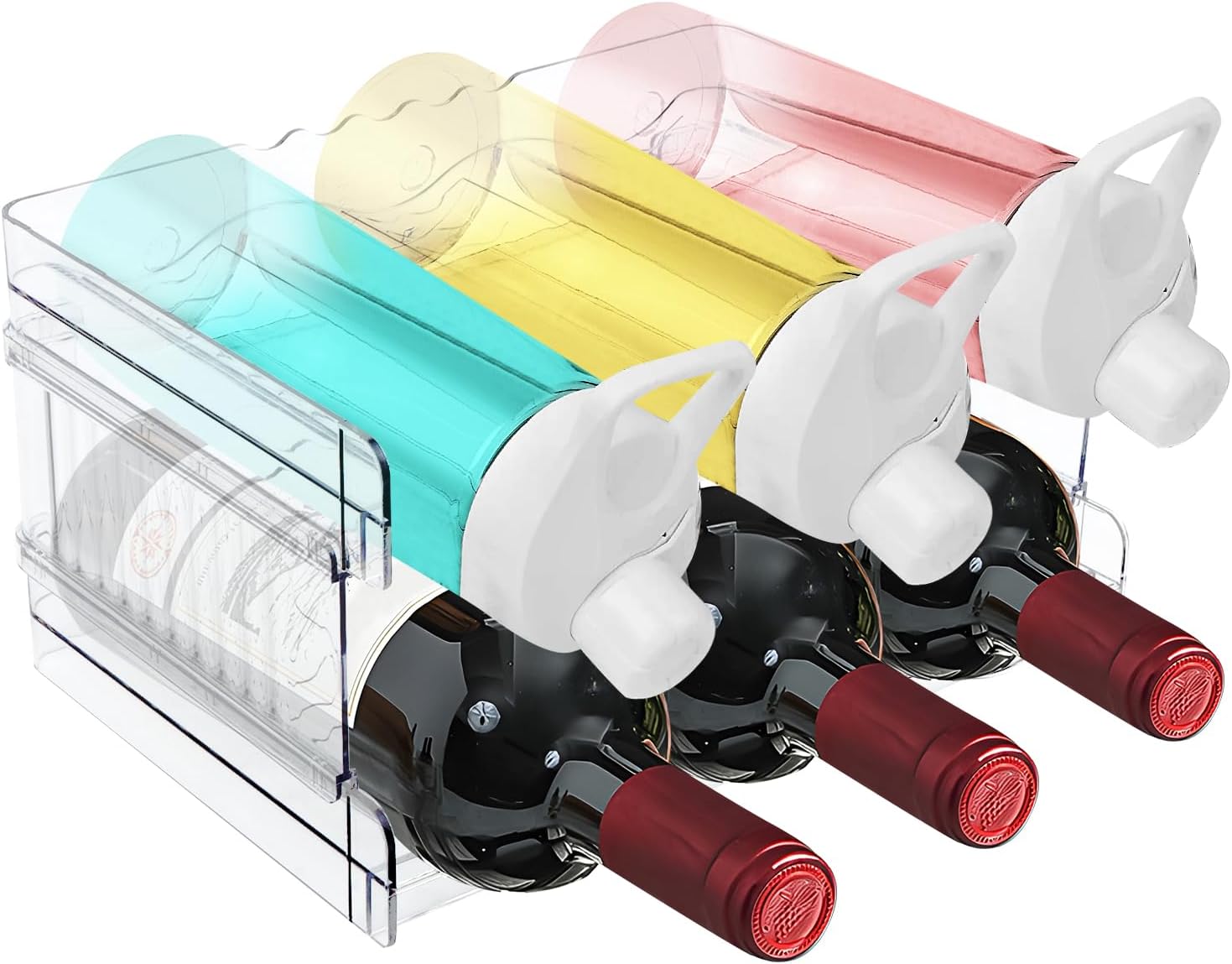 Range-bouteille plastique empilable 2 pièces, 6 bouteilles, pour frigo