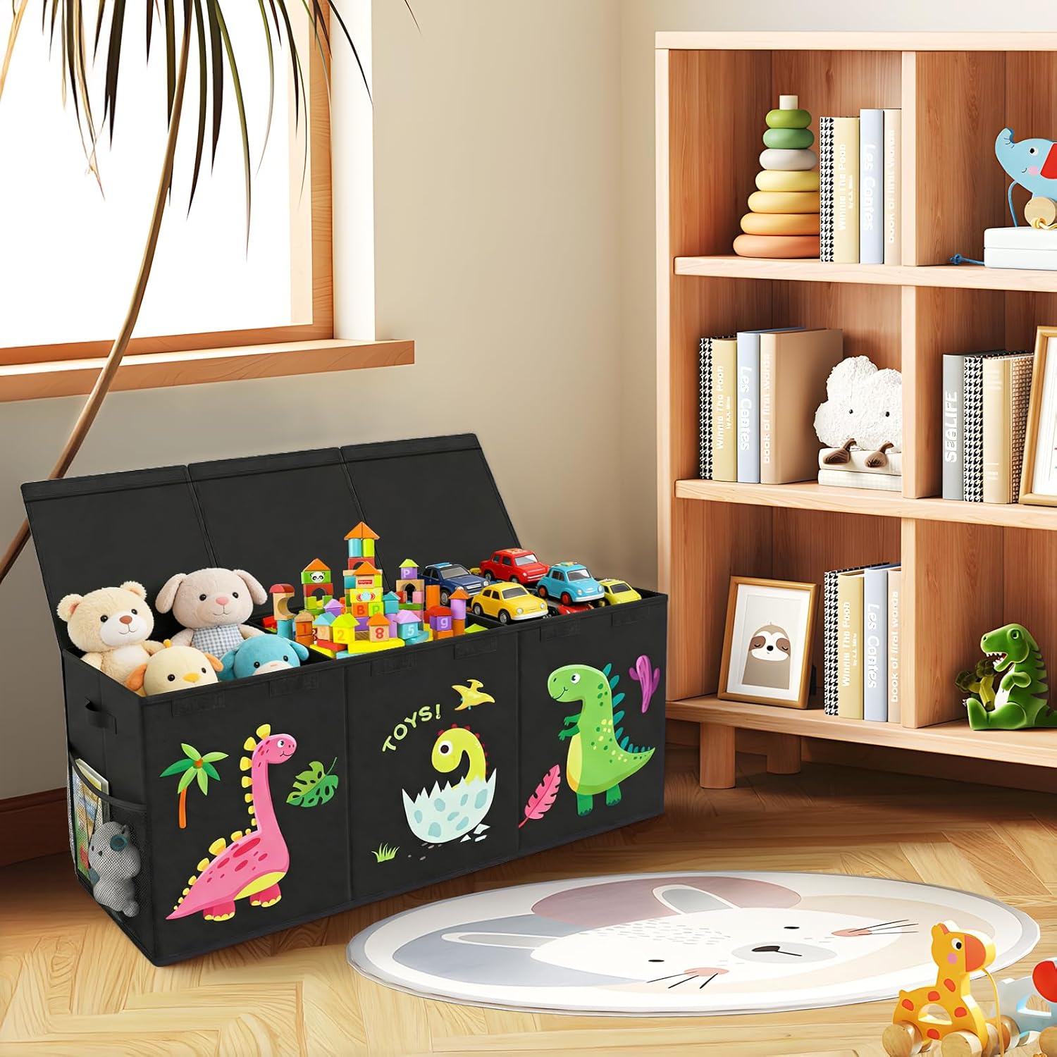 Boîte de Rangement - coffre pliable 130L, 98x34x40cm, poignée, couvercle