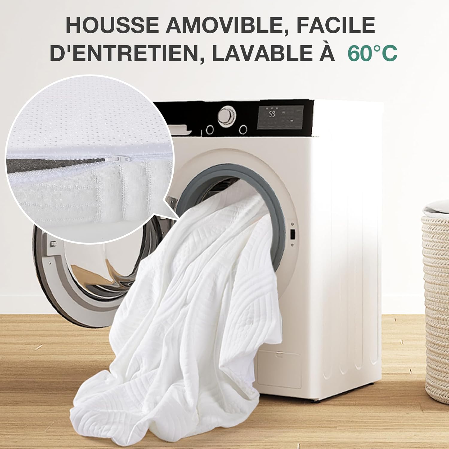 Novilla - surmatelas confort 140x190 - 5cm mousse certifiée, doux et lavable