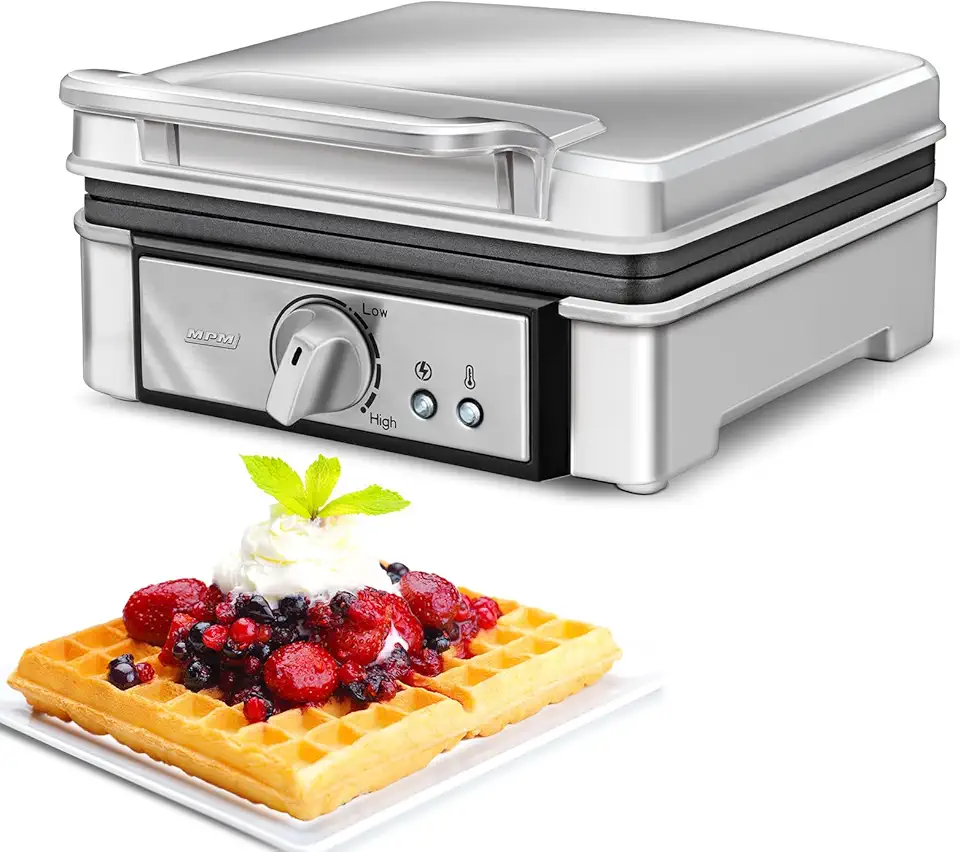 MPM - gaufrier professionnel inox - 2 gaufres épaisses, température réglable, 1400W - MGO13