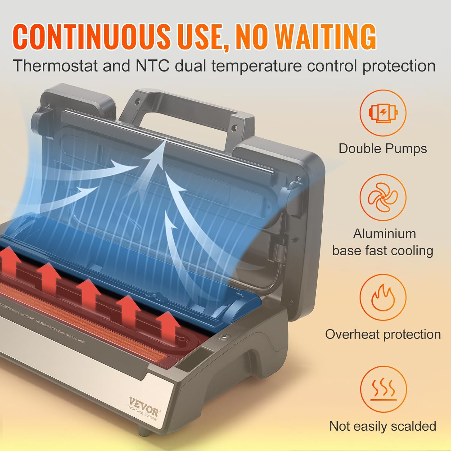 VEVOR - Machine sous vide 130W, 90kPa, coupeur intégré, 2 rouleaux, pour aliments secs et humides