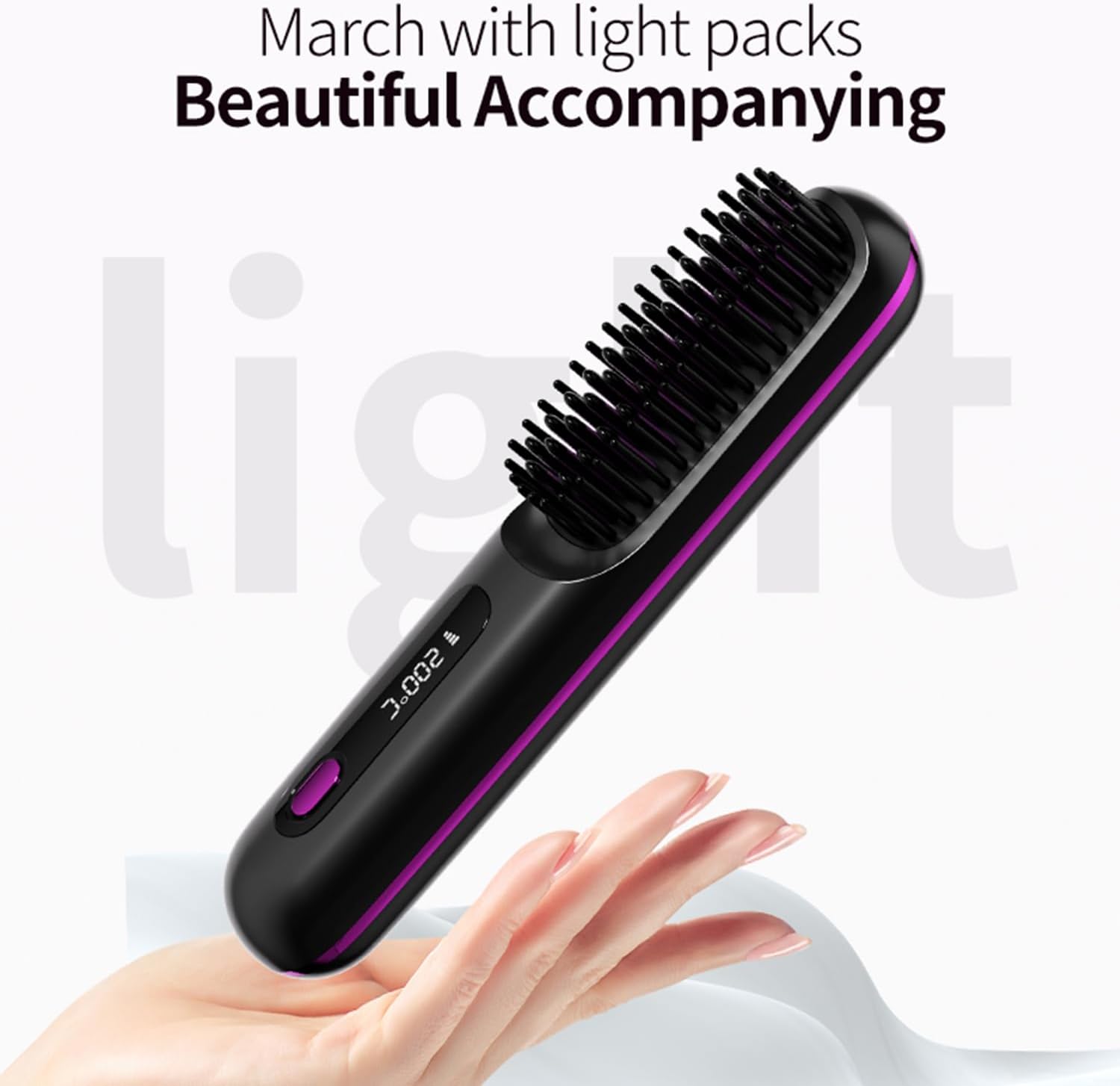 Go Brush Pro - Mini brosse à lisser sans fil, 2000mAh, écran LCD