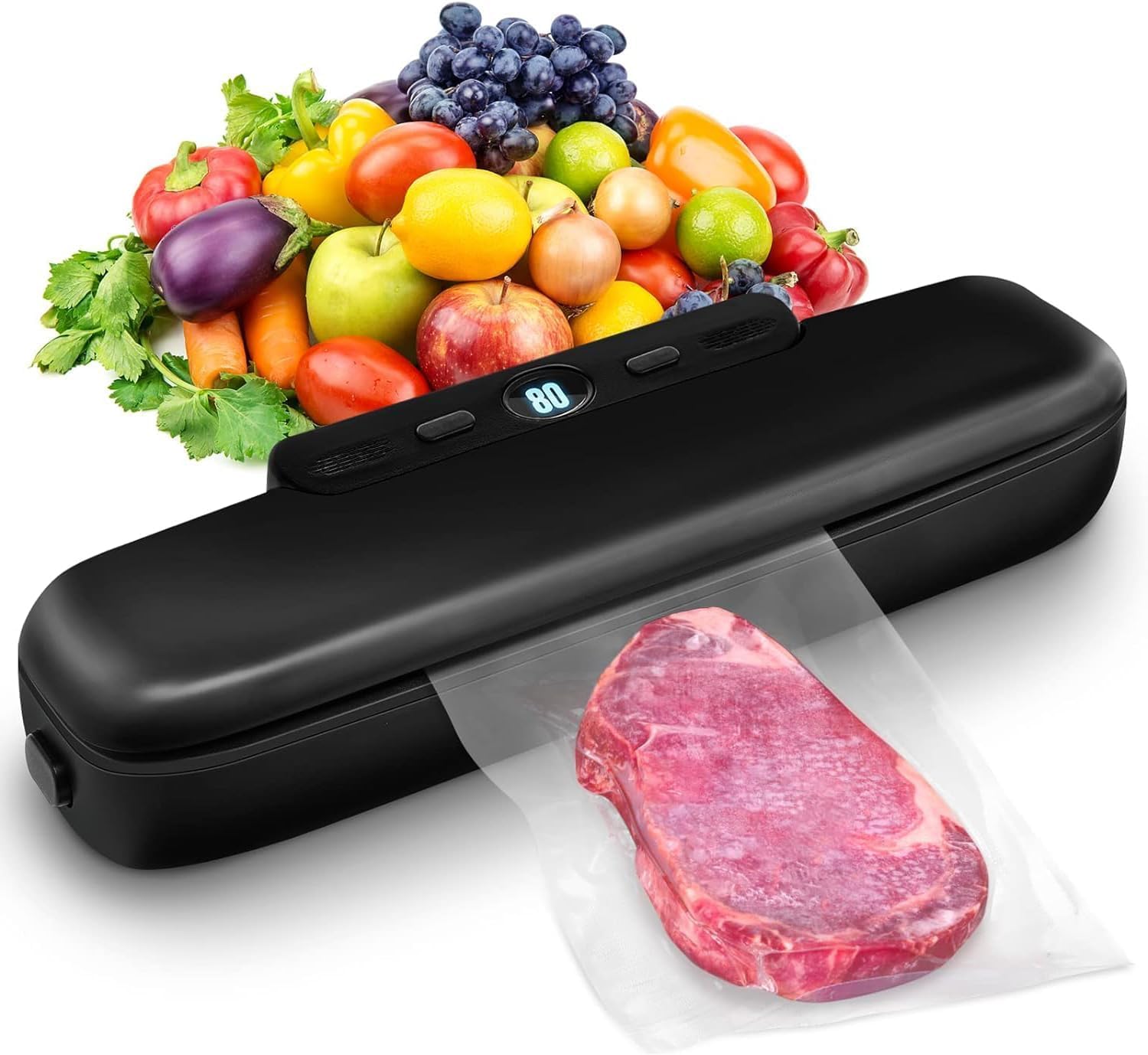 Machine à emballer sous vide - compacte - One Touch, aliments secs/humides, noire