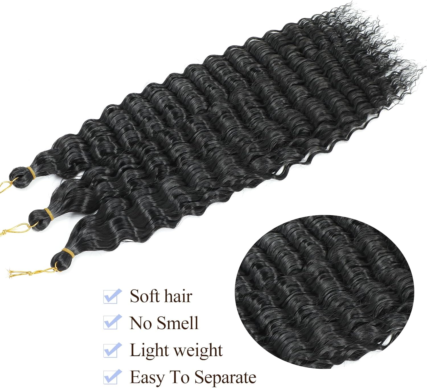 Extensions cheveux - Deep Twist Ocean Wave - 22 pouces, lot de 3, synthétique bouclé