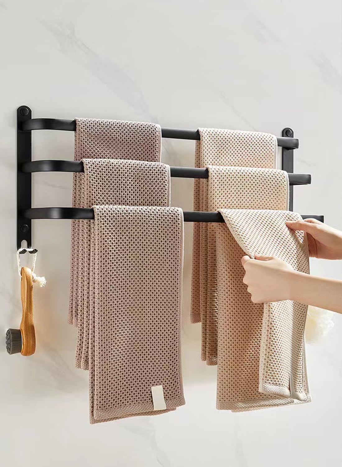 Porte-serviette salle de bain - mural ou sur pied 60 cm - sans perçage