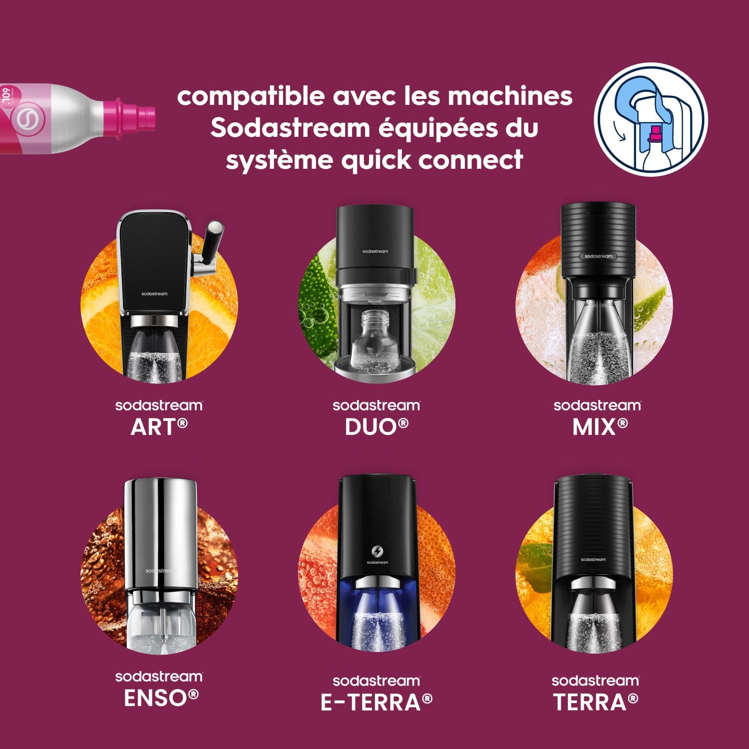 SodaStream - Lot de 2 bouteilles CO2 Quick Connect - 60L - compatibles Terra/Duo/Art