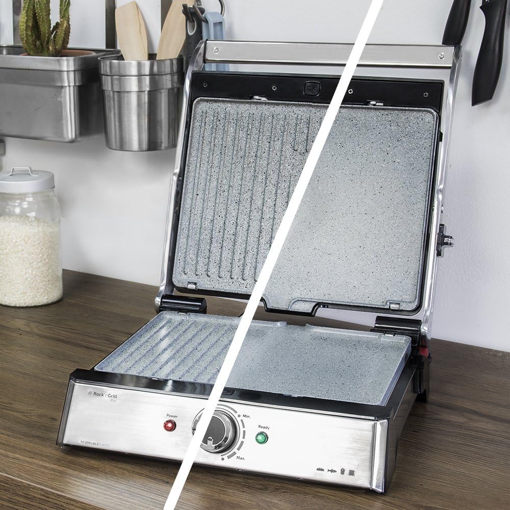 Cecotec - Rock’nGrill Pro - 34x23cm - plaques réversibles amovibles, inox