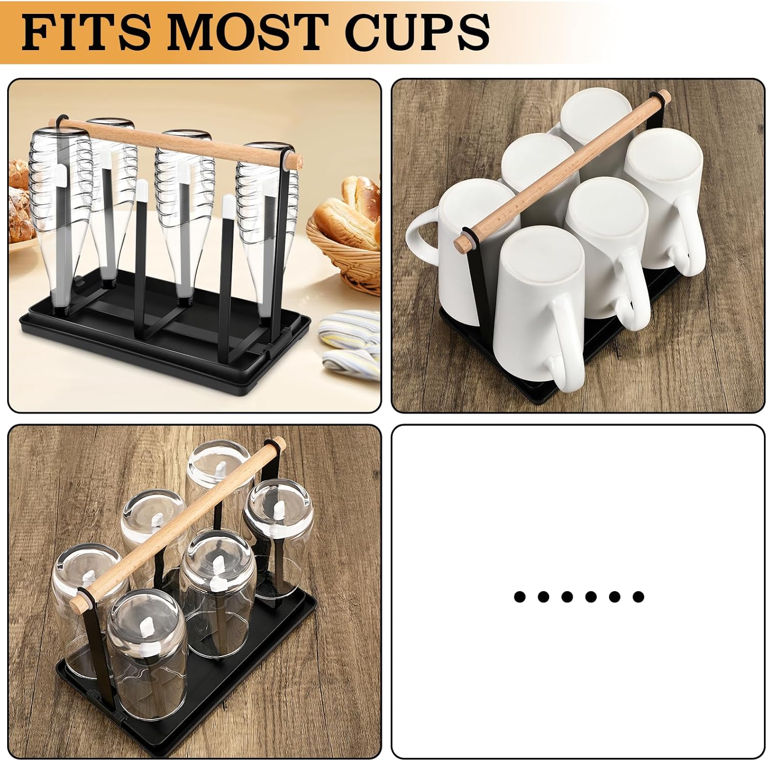 Royouzi - Porte-bouteilles 6 places - bac égouttoir - acier noir