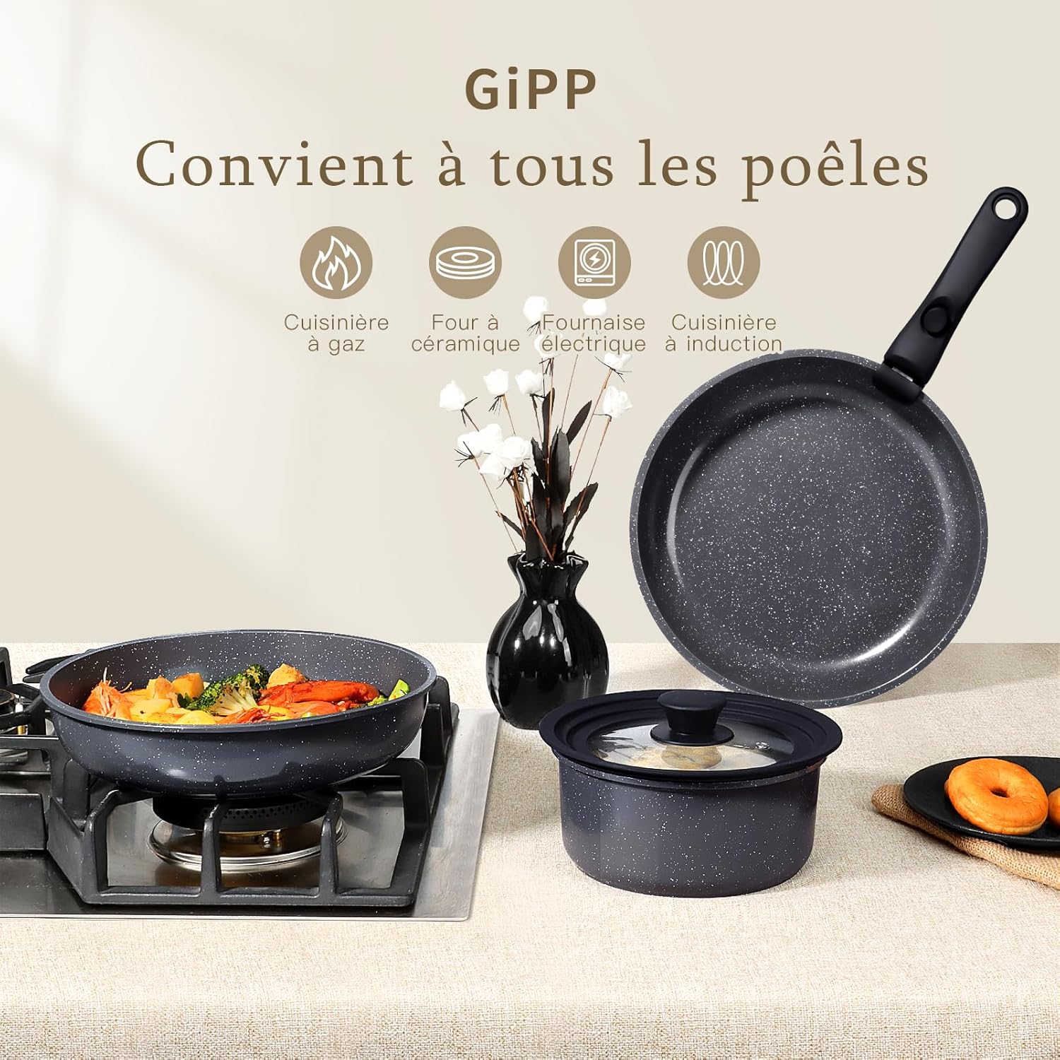 GiPP - Set de 21 pièces avec poignée amovible - induction, céramique, four - GIPP21SET
