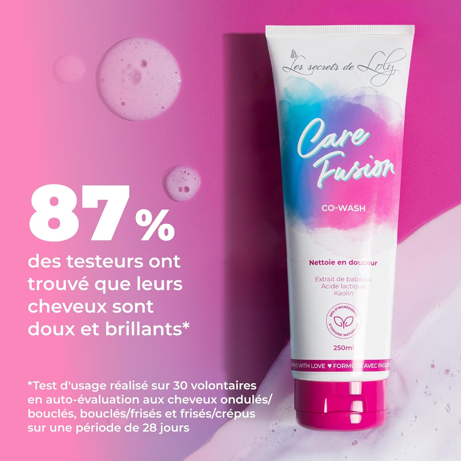 Les Secrets de Loly - Care Fusion - 250ml - co-wash sans sulfate, 98% naturel, cheveux multi-texturés