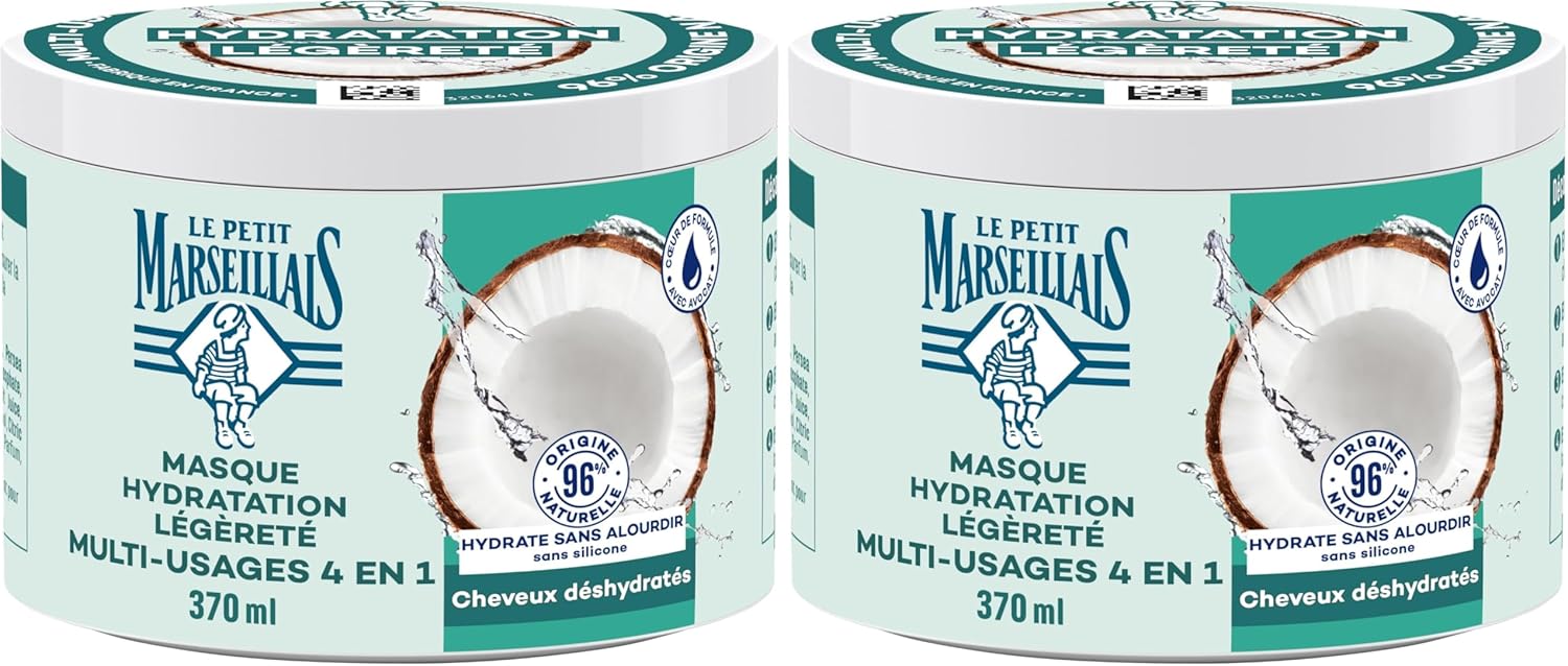 Le Petit Marseillais - Masque 4 en 1 370ml - hydratant coco bio, cheveux secs, sans silicone