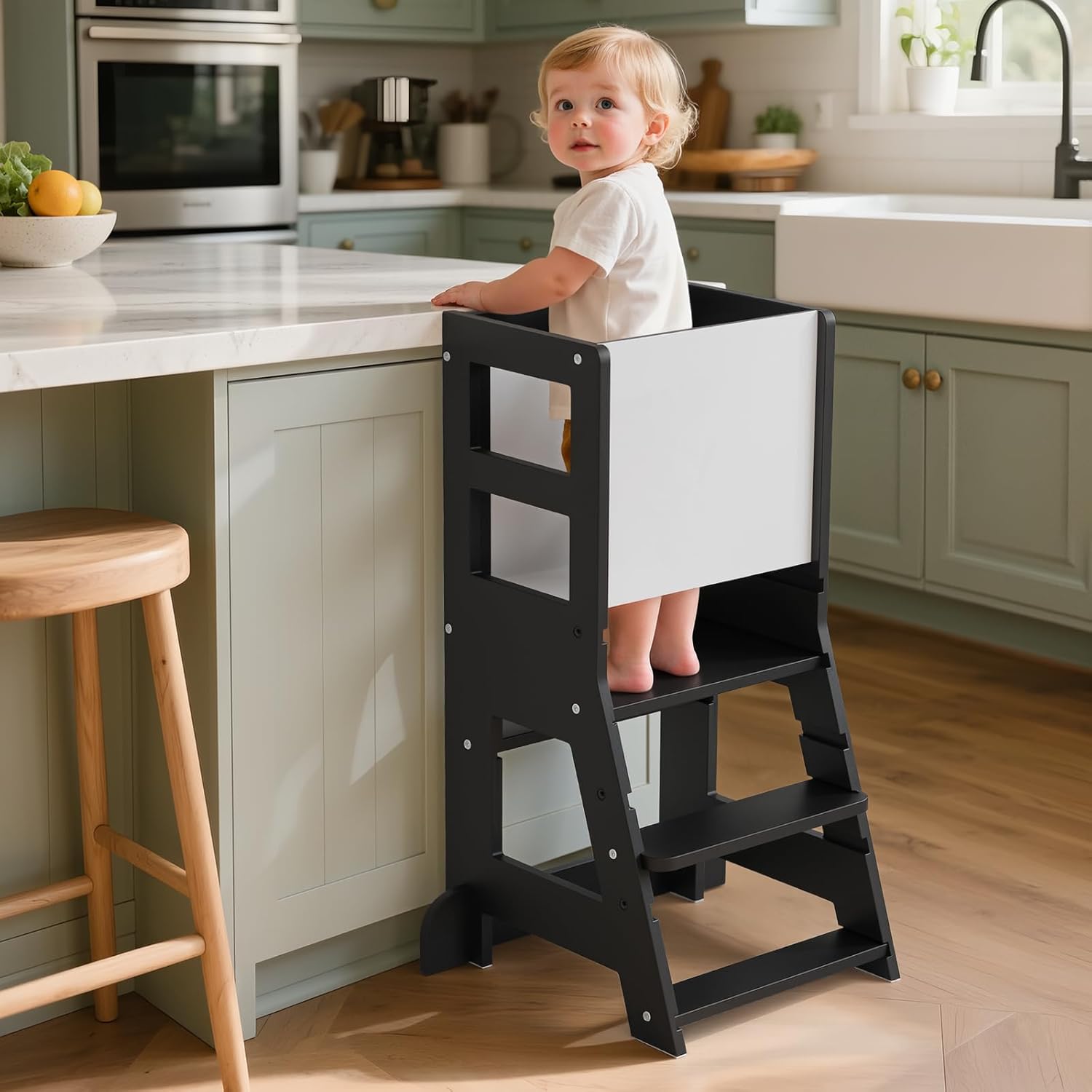 KIDINIX - tour d'apprentissage réglable avec tableau noir - dès 1 an - sécurité anti-basculement, chaise Montessori