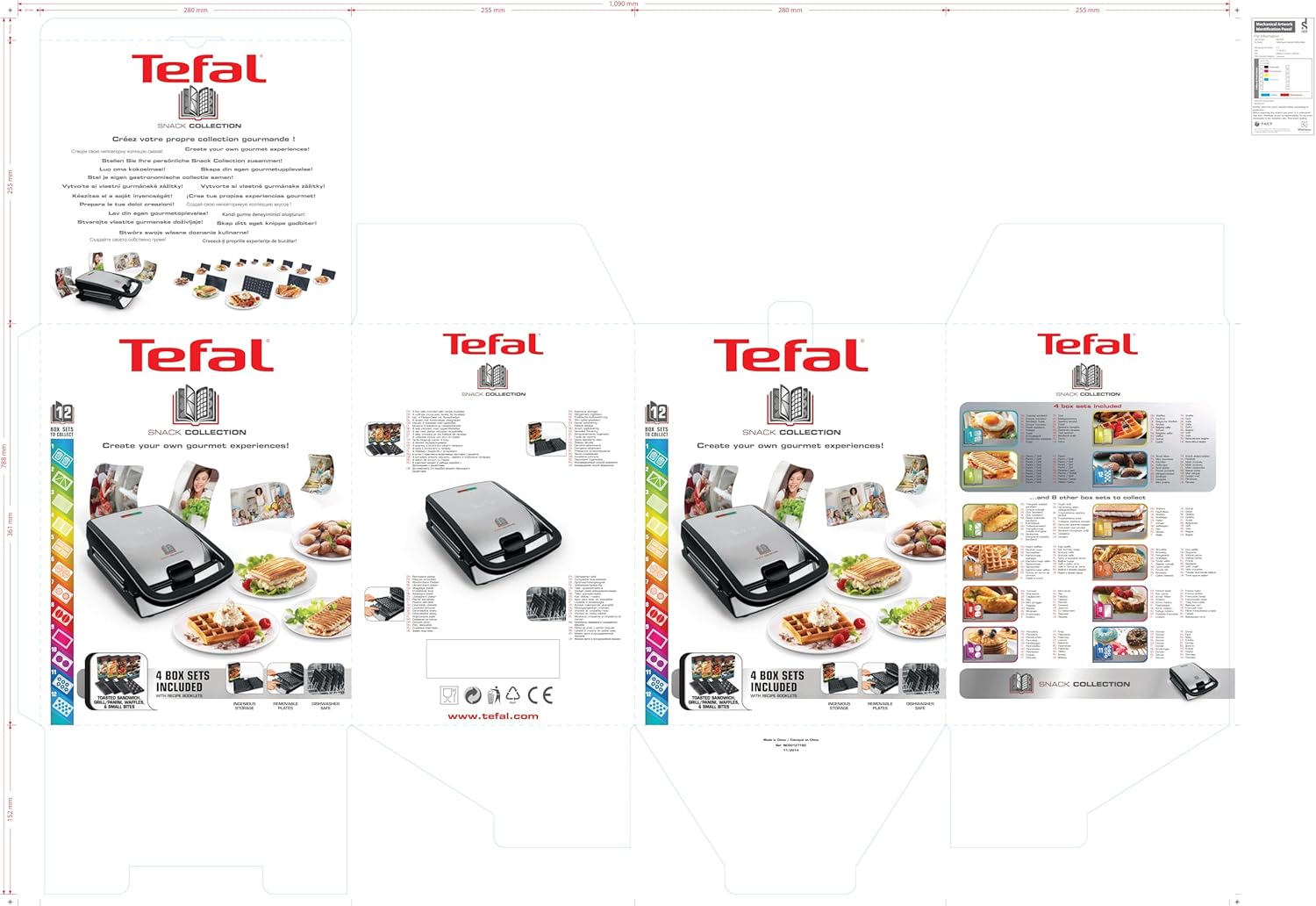 Tefal - Snack Collection - plaques amovibles, 4 coffrets, antiadhésif, facile à ranger - SW854D16