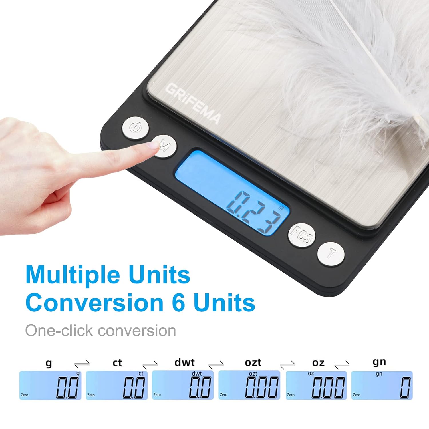 Grifema - GA2003 - 10x10cm - balance cuisine, précision 0,01g, tare, LCD