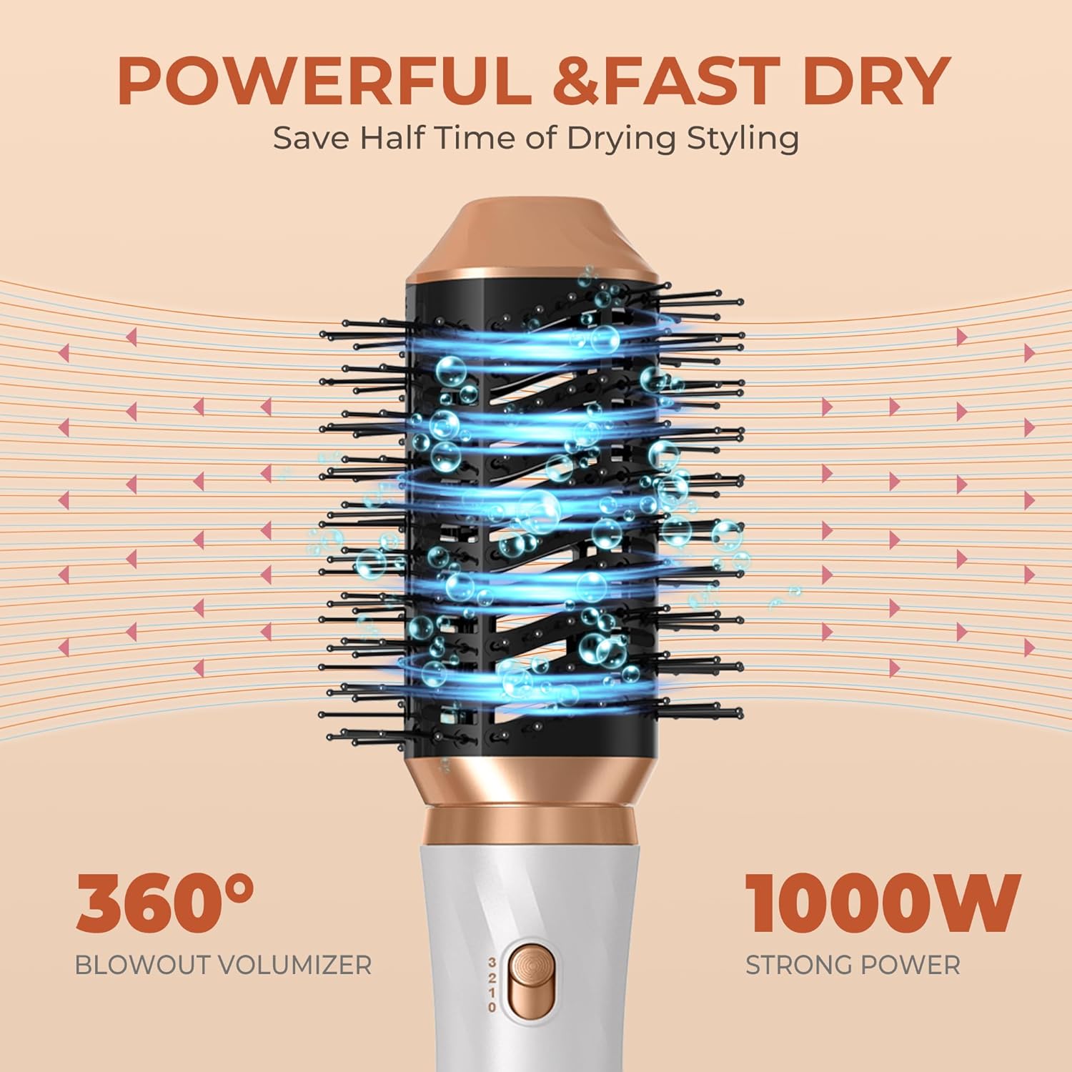 UKLISS - Airbrush 6 en 1 - Séchage, lissage, boucle - Blanc