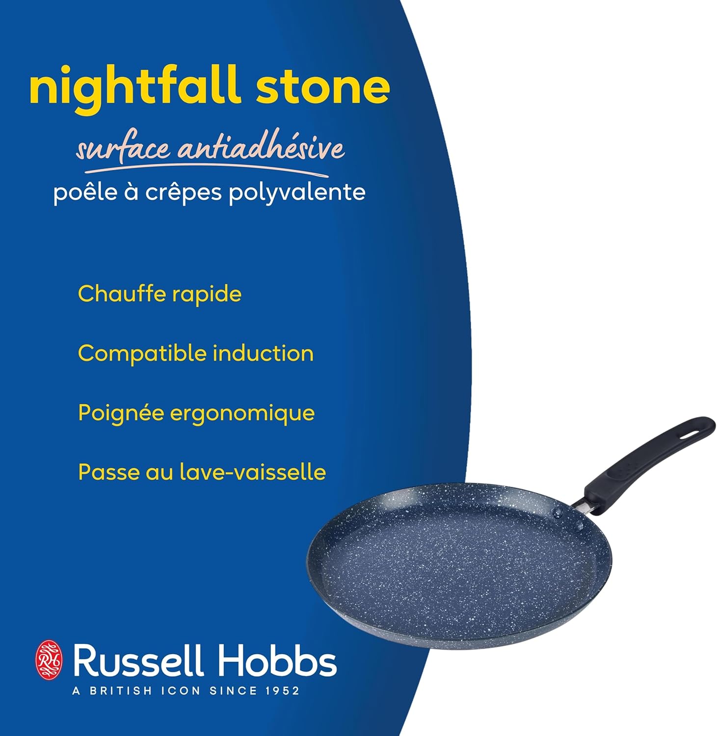 Russell Hobbs - Nightfall Stone - 25cm - crêpière antiadhésive induction lave-vaisselle RH03409EU7