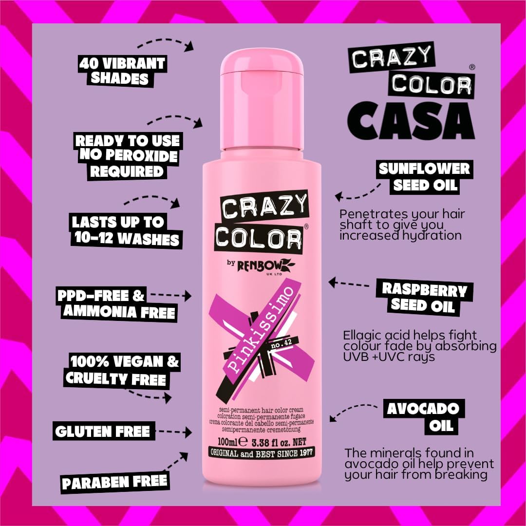 Crazy Color - Pinkissimo série - 100ml crème colorante rose intense