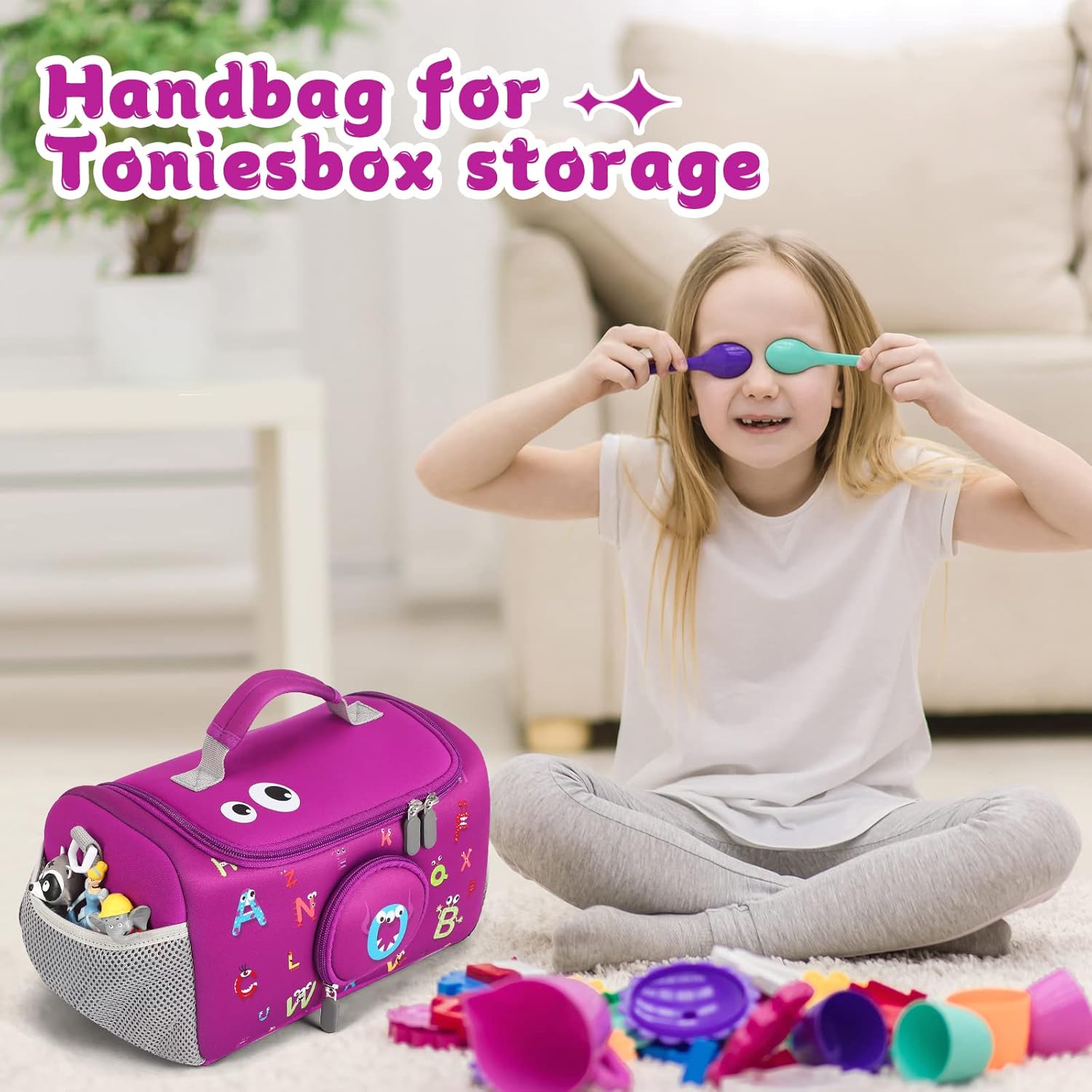 Étui de transport Toniebox - violet - organiseur compact, pour figurines et accessoires