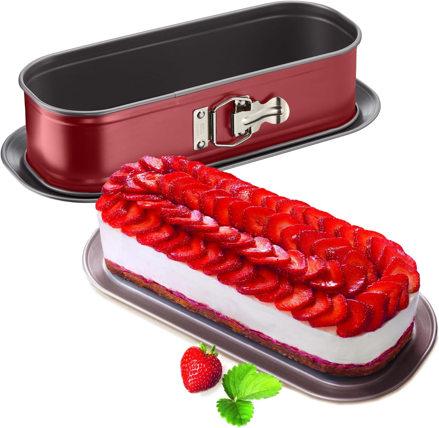 Tefal - Delibake moule à cake, charnière, 30x11cm, rouge/gris - J1640314