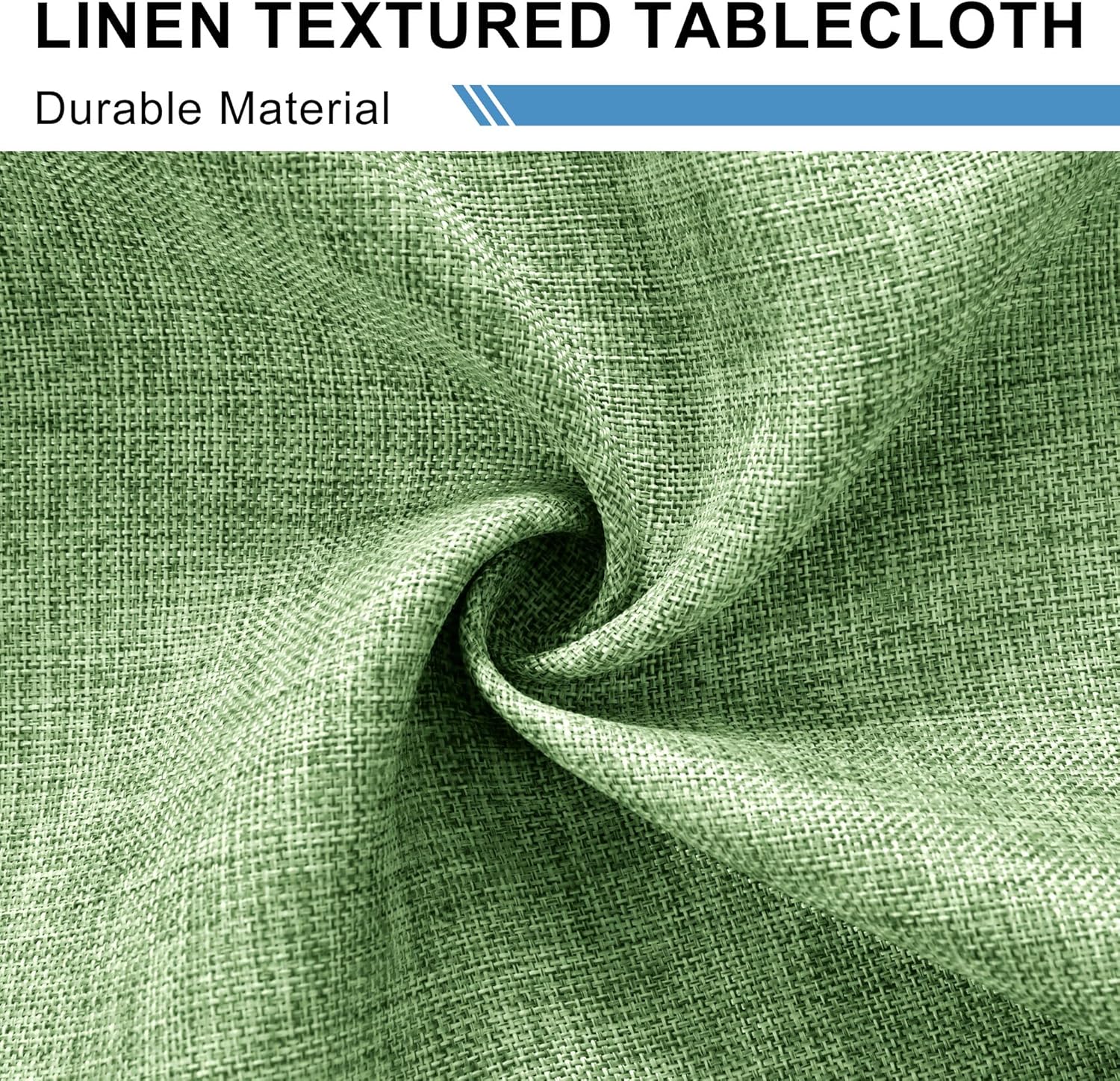 DWCN - effet lin, vert clair - 160 cm rond - imperméable, anti-taches