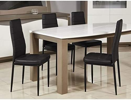 Chaises de salle à manger - lot de 6, assise rembourrée épaisse - noir