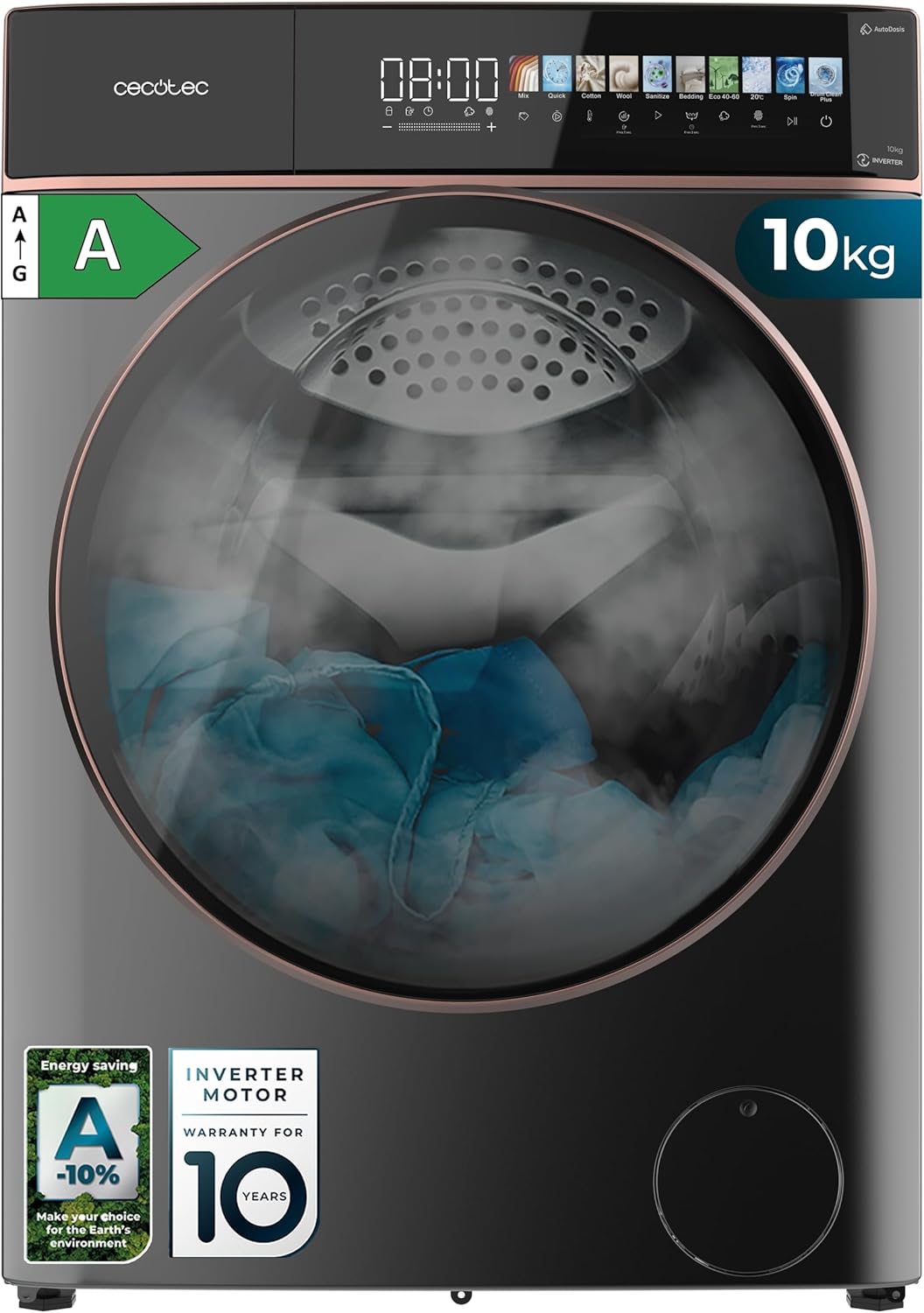 Cecotec - Bolero DressCode série - 10 kg, 1400 tr/min, écran 10,3