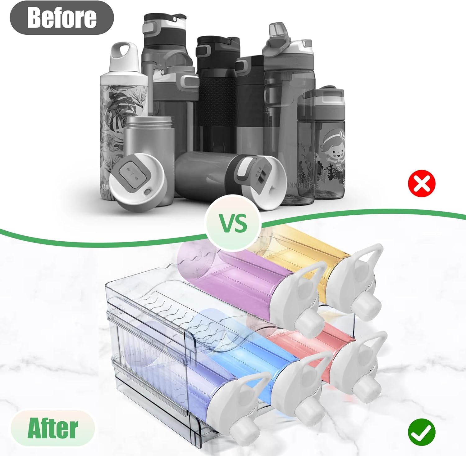 Range-bouteille plastique empilable 2 pièces, 6 bouteilles, pour frigo