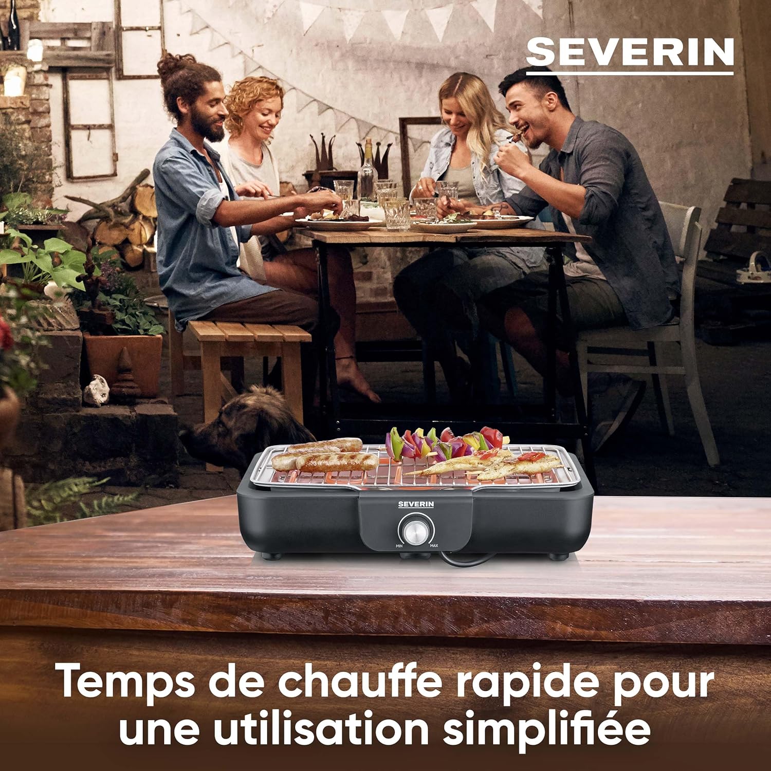 SEVERIN - Barbecue de Table - 37x29 cm - 2300W, grille inox, bac à eau