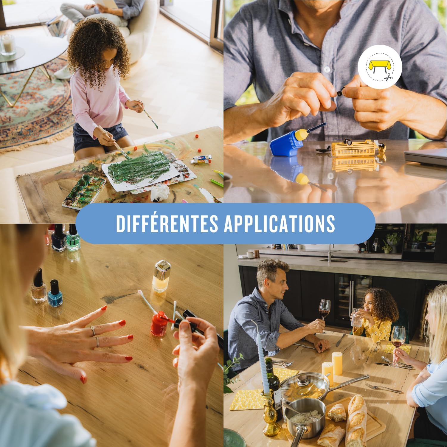 Nappe transparente ronde 120 cm - épaisseur 3mm - protection anti-tache