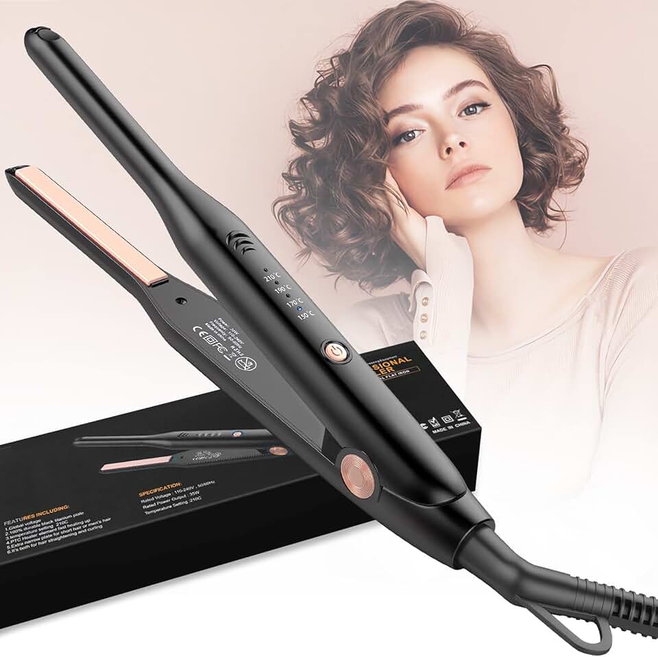 HyAdierTech - Mini lisseur 2 en 1 - compact - céramique, double tension