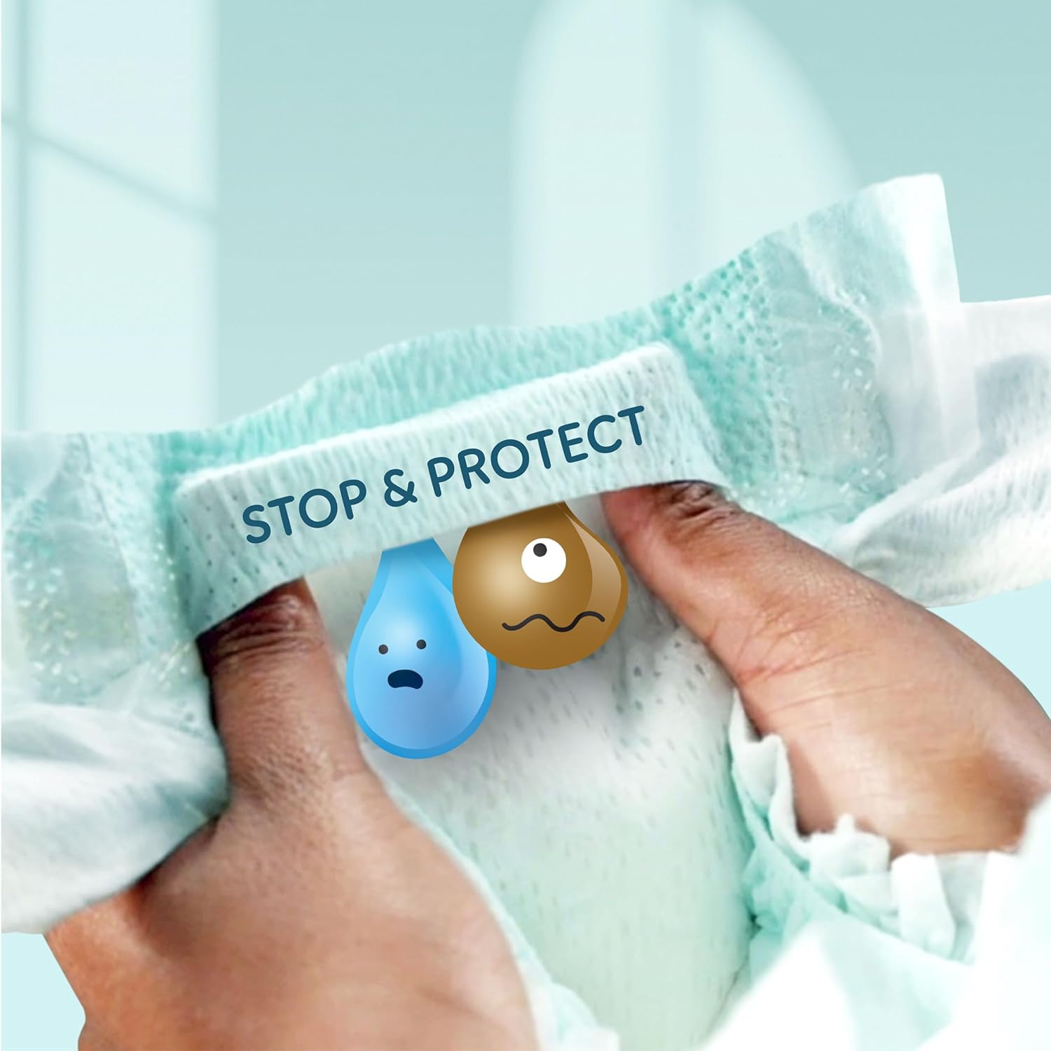 Pampers - Premium Protection taille 7, 128 couches, stop fuites, 15kg+