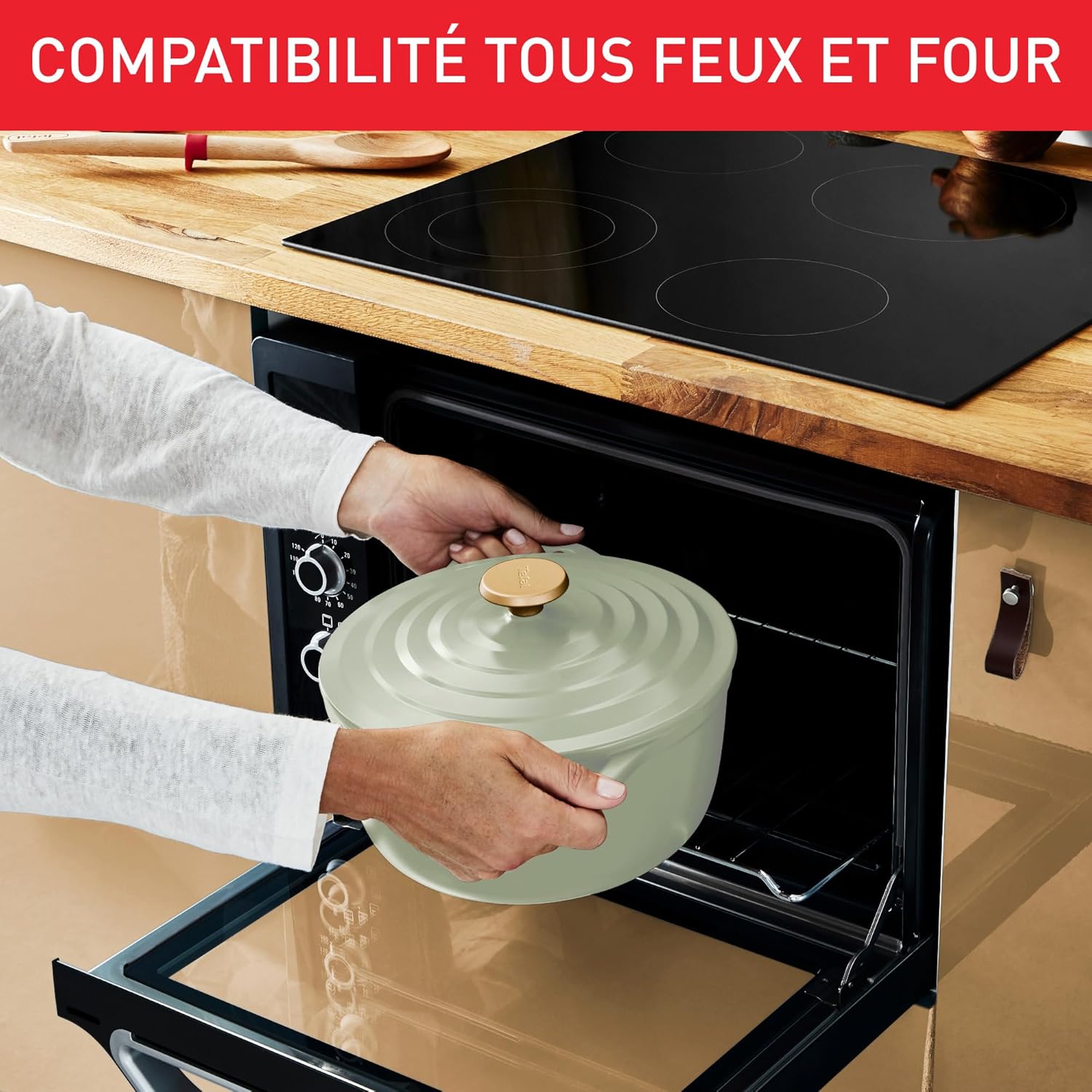 Tefal - Air Soft Light - cocotte 24cm fonte alu, induction, facile à nettoyer, E2664625