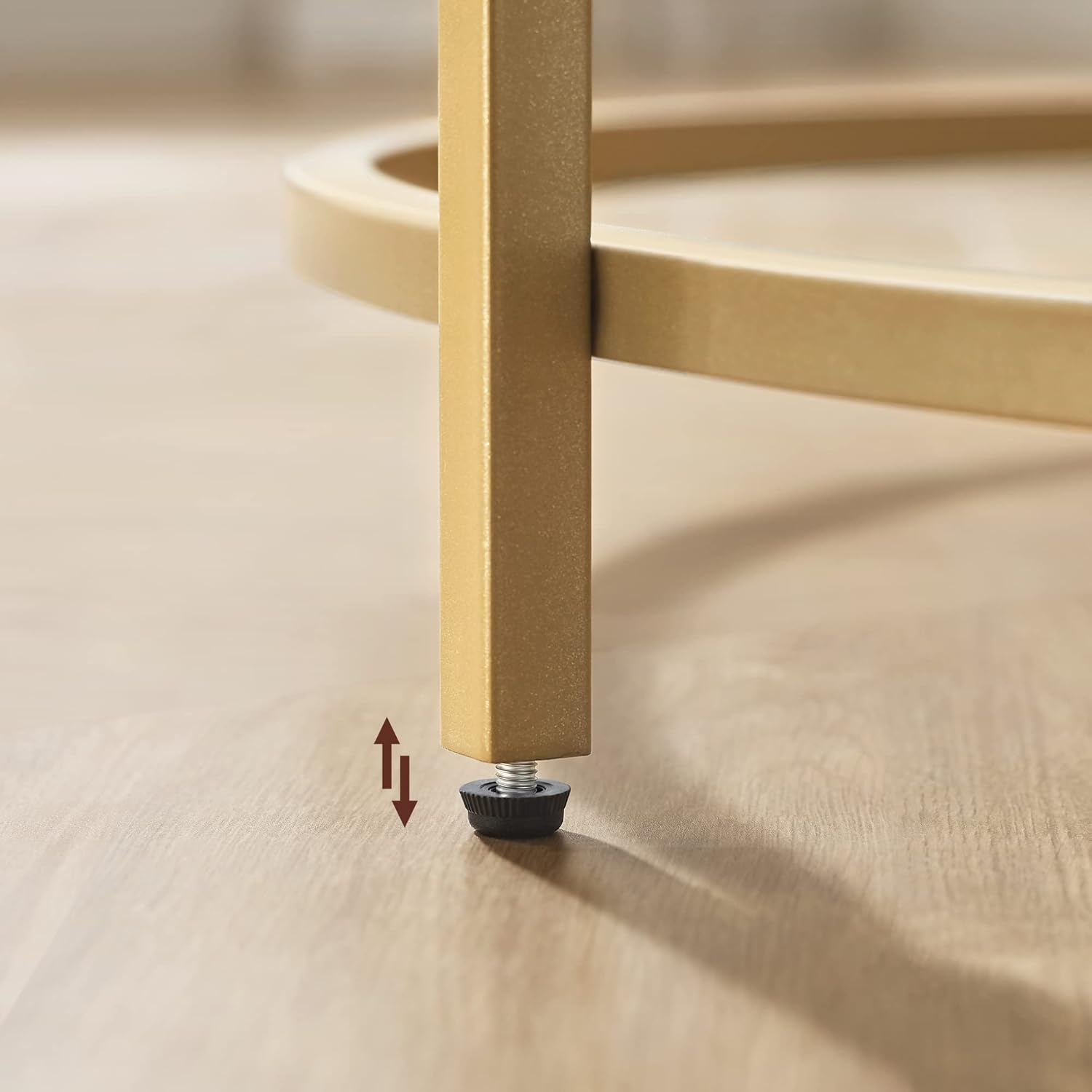 VASAGLE - Table basse ronde verre et acier, doré blanc, LCT091A10