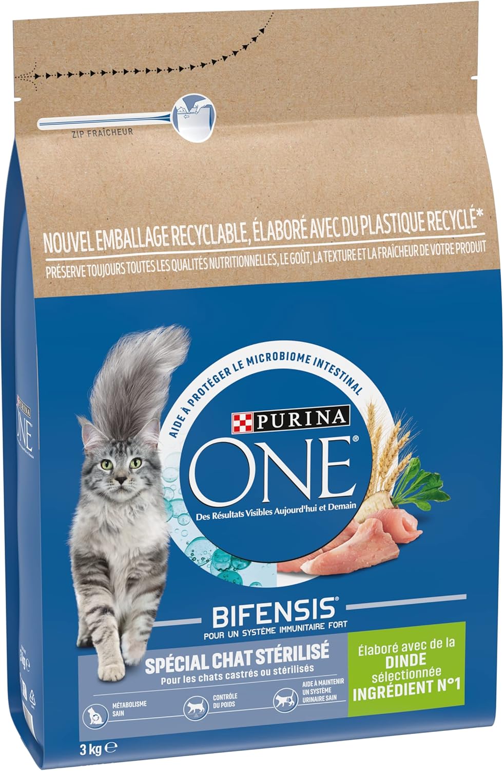 Purina One - Chat stérilisé - 3kg - Dinde, alimentation complète