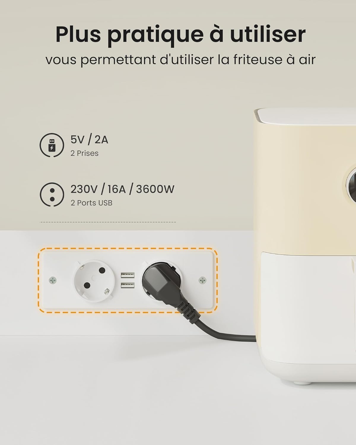 Meuble buffet cuisine - plan de travail LED, multiprise, 103,5x40x180 cm, 4 compartiments, tiroir modulable