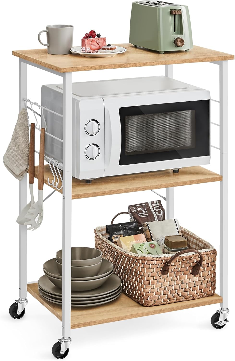 VASAGLE - étagère cuisine à roulettes, 40x60x89 cm, 3 niveaux, KKS060Y09